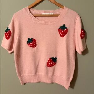 Altar'd State Strawberry Light Pink Knit Sweater